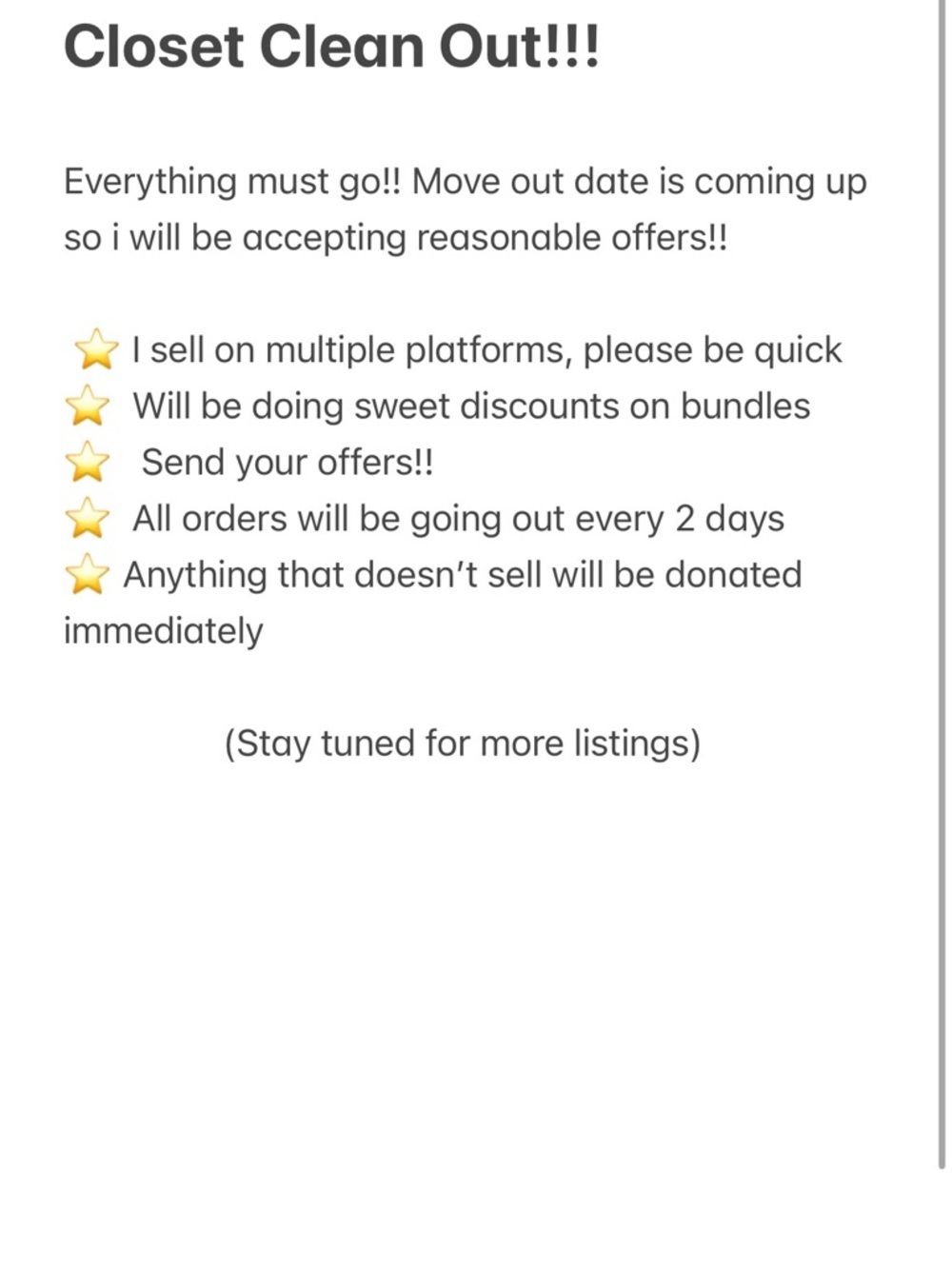 Closet Clean Out Notice